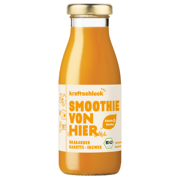 kraftschluck Bio Smoothie Rhabarber, Karotte, Ingwer