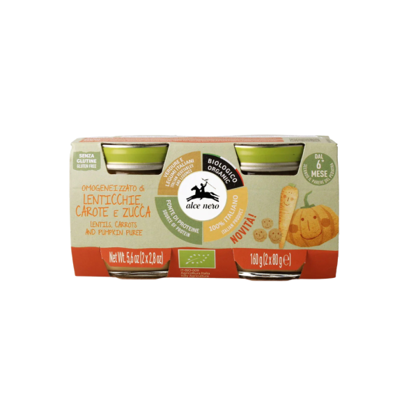 Alce Nero Bio Linsen-Karotten-Kürbis-Brei Baby Food