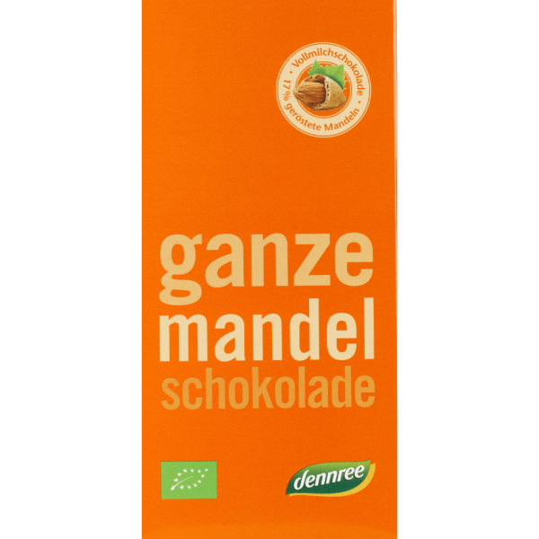 dennree Bio Vollmilchschokolade mit ganzen Mandeln