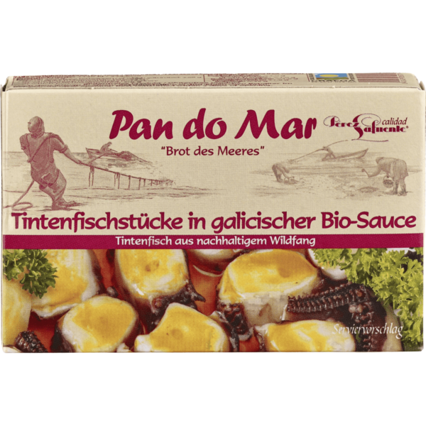 Pan do Mar Tintenfischstücke,in galizischer Bio-Sauce