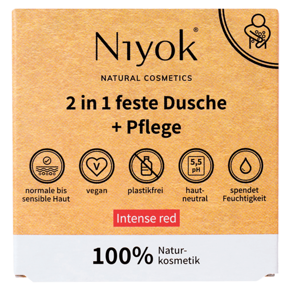 Niyok 2 in1 feste Dusche &amp; Pflege, Intense Red