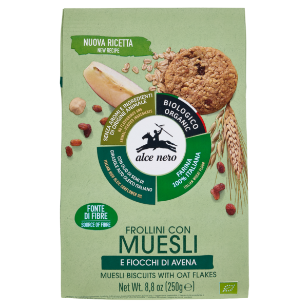Alce Nero Bio Müsli-Guetzli mit Haferflocken und Rosinen, 250g