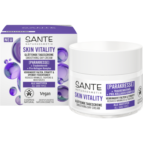 Sante Naturkosmetik Skin Vitality Glättende Tagescreme Parakresse, 50 ml