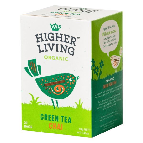 Higher Living Bio Tea Green Tea Chai, 20Btl
