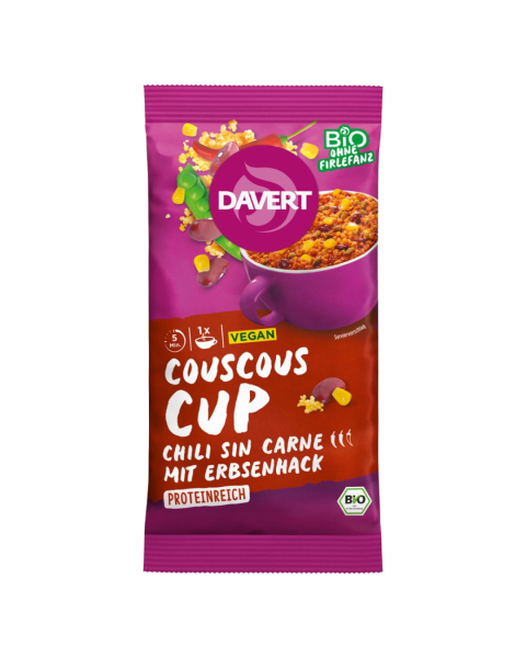 Davert Bio Couscous-Cup Chili sin Carne, 58g